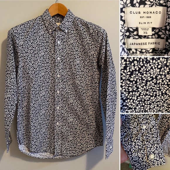 Club Monaco Other - Club Monaco Mens Floral Button Down Shirt Japanese Fabric Slim Fit Size XS